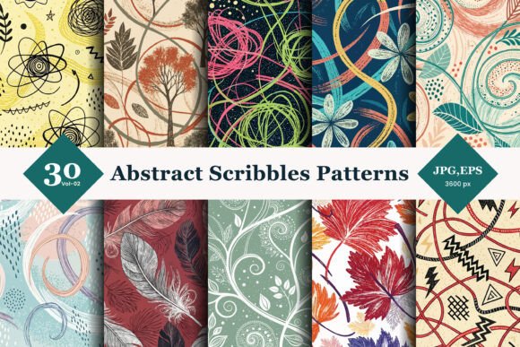 Abstract Scribbles Seamless Patterns 02: A Bold Collection for Creative Projects