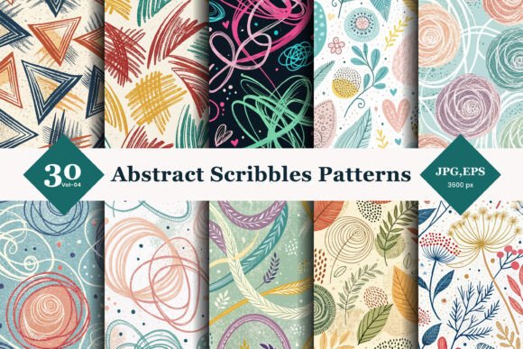 Abstract Scribbles Seamless Patterns 04: A Dynamic Resource for Creative Projects