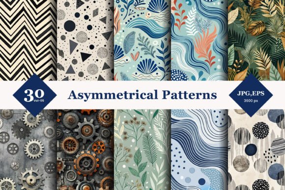 Asymmetrical Style Seamless Patterns 05: A Strategic Design Resource for Creative Professionals