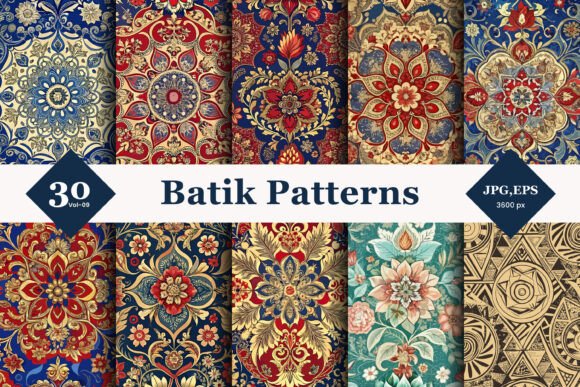 Batik Style Seamless Patterns 09 for Commercial Design