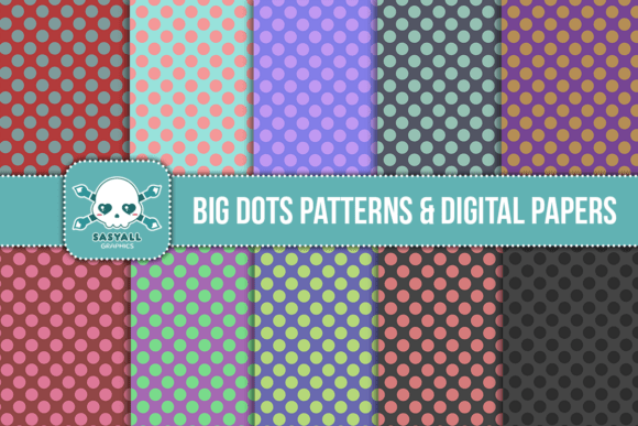 Big Dots Patterns Digital Papers – 10 Seamless PNG Designs