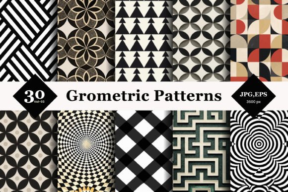 Black White Geometric Patterns 03