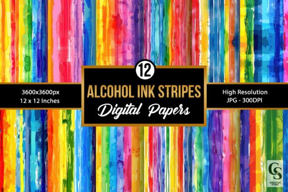 Bright Alcohol Ink Stripes Patterns for Creative Projects