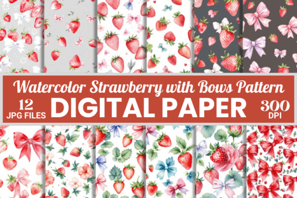 Cute Soft Pastel Strawberry Bow Patterns