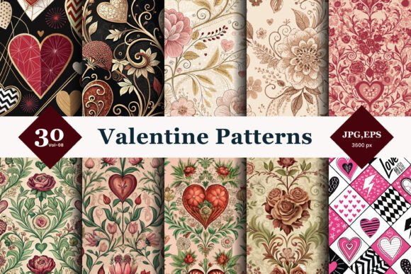 Valentine Seamless Patterns 08: A Playful Addition to Your Creative Valentine’s Day Projects
